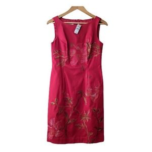 4P 4 Petite New Talbots Floral Embroidered needlework Sleeveless Sheath Dress